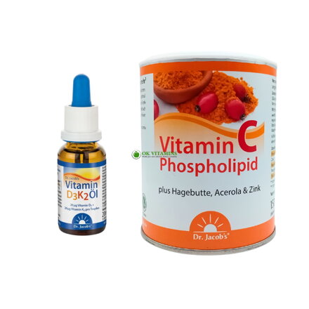 Vitamín D3 K2 20ml + Vitamin C Phospholipid 150g Dr. Jacob’s